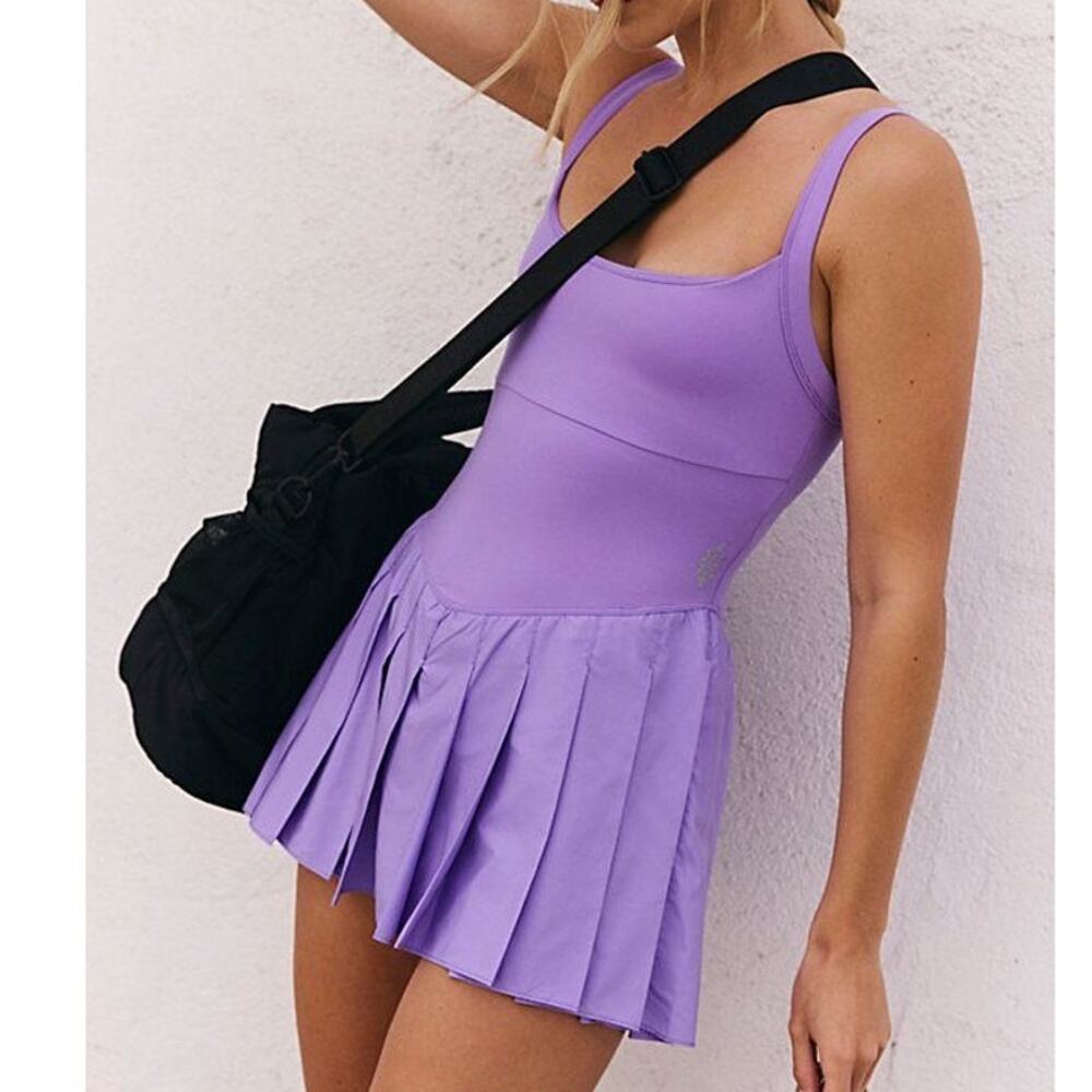 Free People FP Movement Swing of Things Skortsie Super Berry Tennis Dress Violet